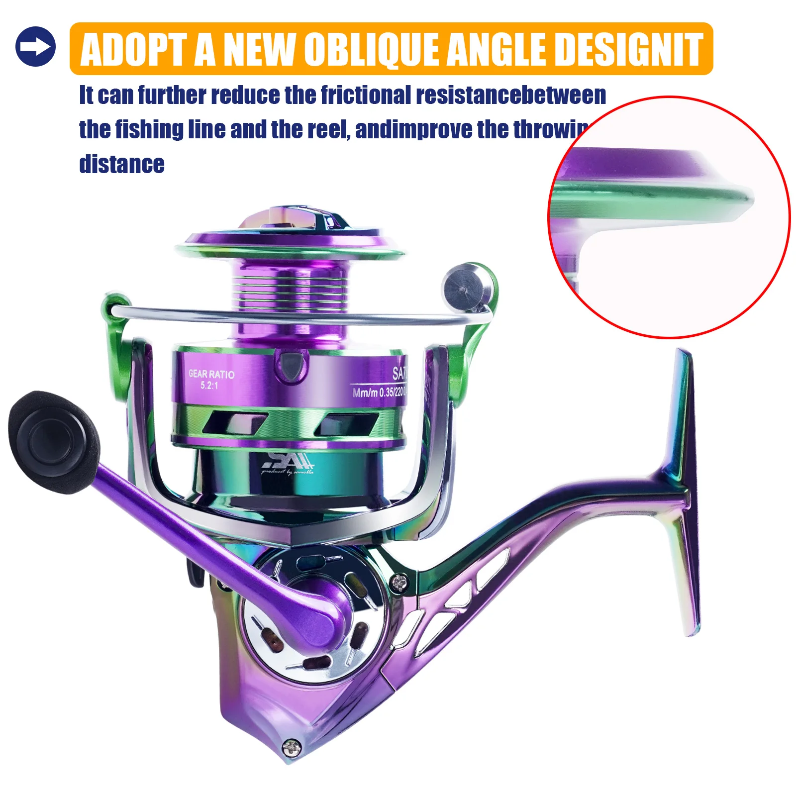 SAMOLLA, recién llegado, carrete de pesca giratorio de agua salada 1000-7000 6 + 1BB 5,2: 1, arrastre máximo de 10KG, carretes a prueba de agua - imagen 5