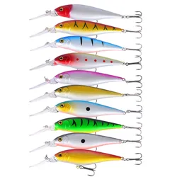 10 Uds Minnow señuelo de Pesca flotante duro Wobbler cebo Crankbait carpa lubina rayada Pesca aparejos de Pesca SwimBait