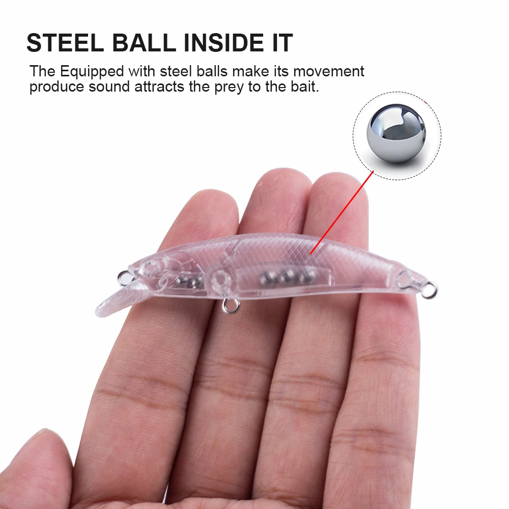 Hanlin-cebos duros sin pintar de alta calidad, 10/20 piezas, 7CM, 3,5G, aparejos de hundimiento, sonajeros Wobbler, señuelos de lápiz de pesca - imagen 4