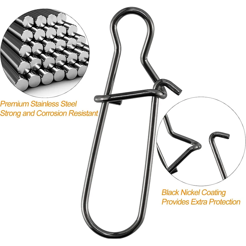 50 Uds broches de pesca Clip de bloqueo Snap fuerte de acero inoxidable cambio rápido señuelo Snap Clips de pesca aparejos de agua dulce y salada - imagen 4