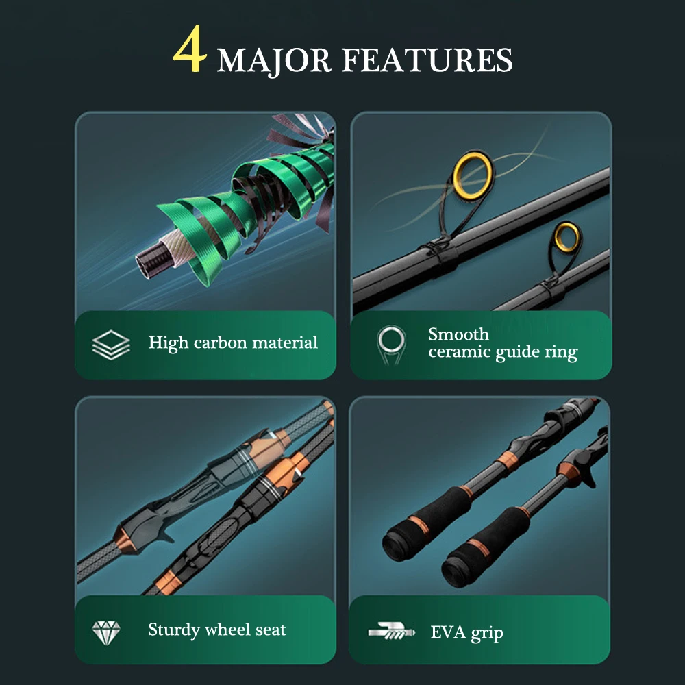 SIECHI-caña de pescar giratoria de fibra de carbono, señuelo de Pesca de 6-8 secciones, 1,5 M, 1,8 M, 2,1 M, aparejos de agua salada para mar de carpa - imagen 4