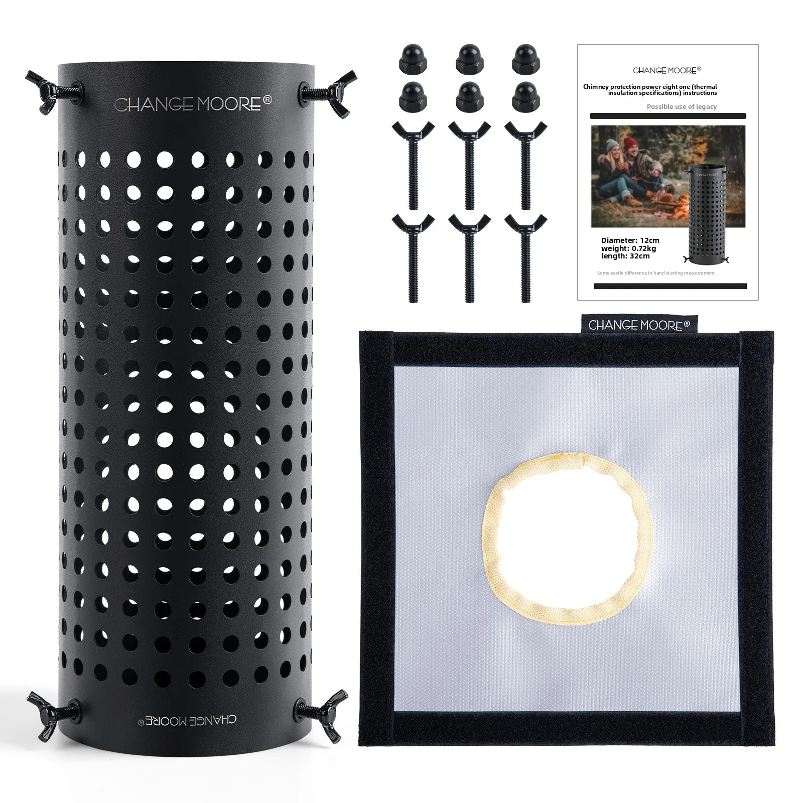 CHANGE MOORE Cubierta de tubo de chimenea de estufa Protector de humos duradero Red antiescaldado para estufa de calefacción estufa de tienda caliente calentador de invierno