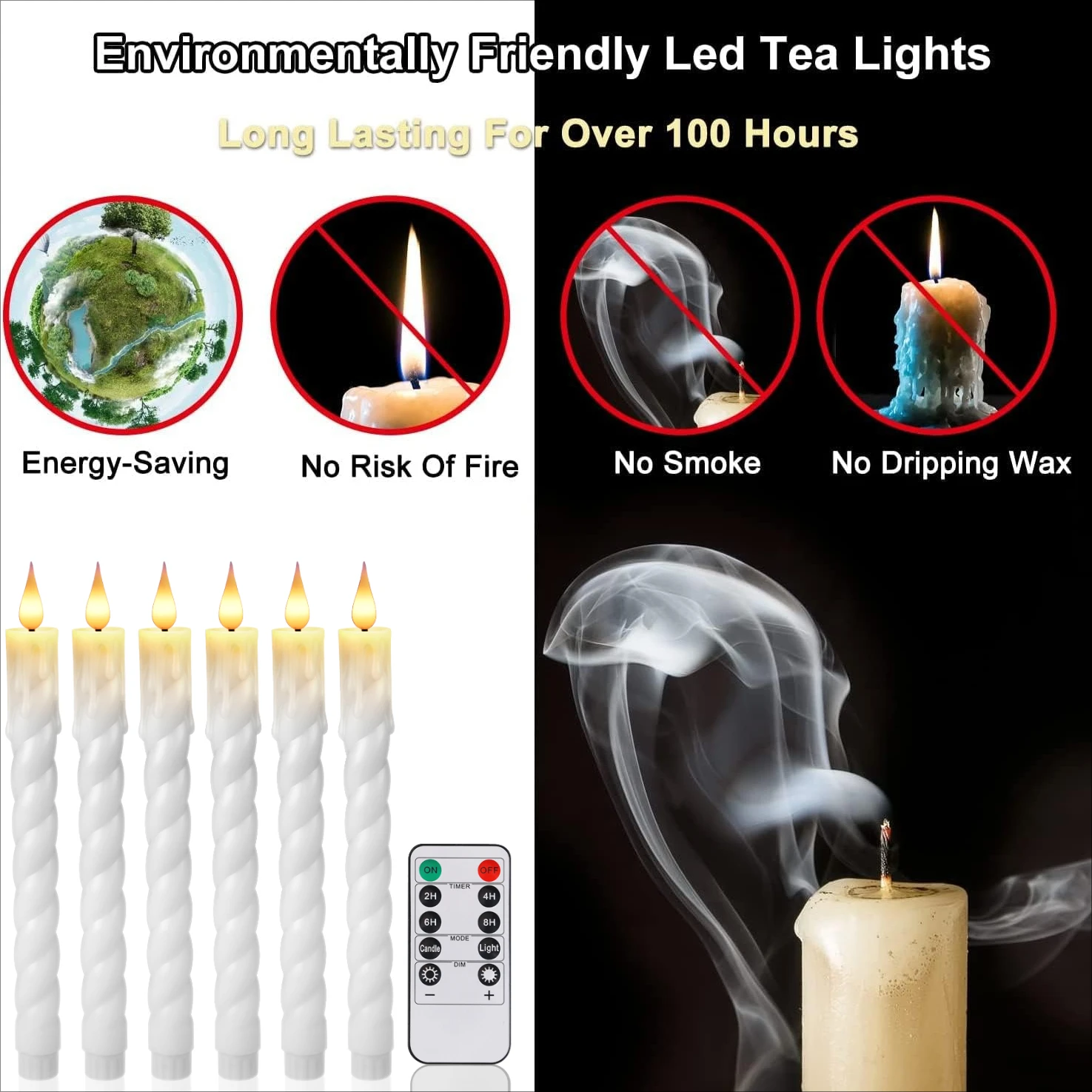 Velas LED cónicas con mando a distancia – Sin llama parpadeante - imagen 2