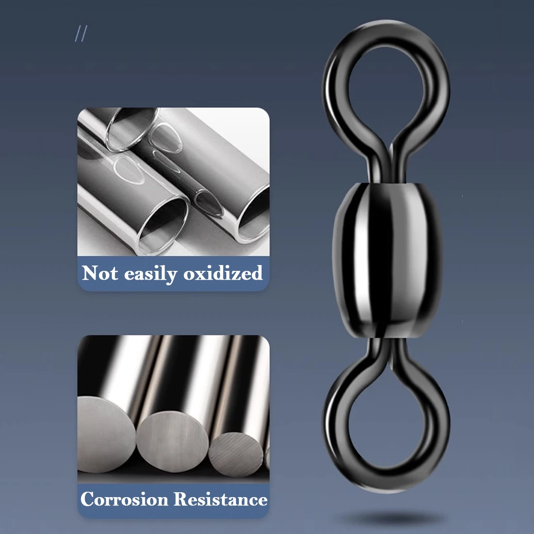 FishTrip 50 Uds. Giratorios giratorios de pesca de acero inoxidable grúa pesada giratorios de agua salada aparejos de pesca níquel negro - imagen 5