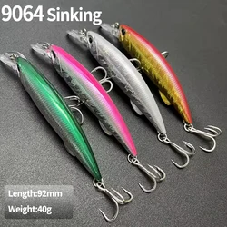 Cebo de Pesca de pececillo de hundimiento pesado, 40g, 92mm, cebos duros artificiales, Wobblers de Pesca para lubina, trucha, Jerkbait, aparejos de natación de plástico