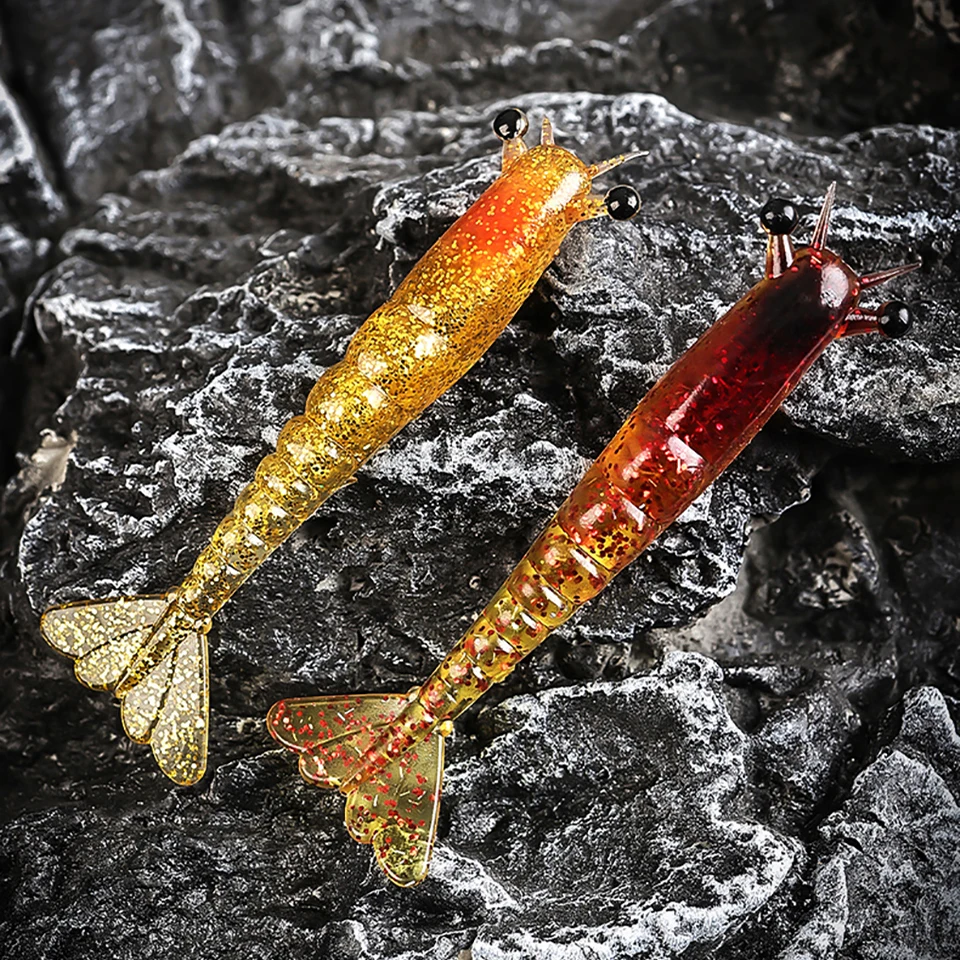 WALK FISH-cebo suave para pesca de camarones, 2 uds., hundido, 9,5 cm/11,5 cm, cebo Artificial suave, biomimético, juego de Señuelos de Pesca de mar de agua dulce - imagen 5