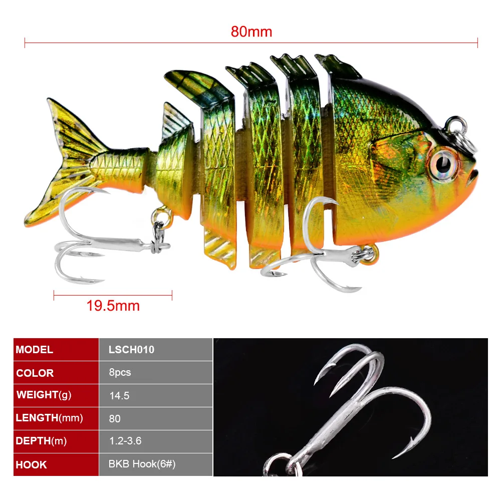 Wobblers-Señuelos de Pesca de Lucio, herramientas artificiales de pesca de carpa, secciones articuladas múltiples, cebo duro Artificial, 14,5g/8cm - imagen 4