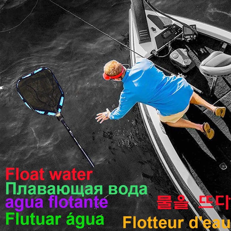 Red de aterrizaje flotante telescópica, red de pesca plegable recubierta de goma con cuerda de caída, poste portátil, equipo de pesca de mar - imagen 2
