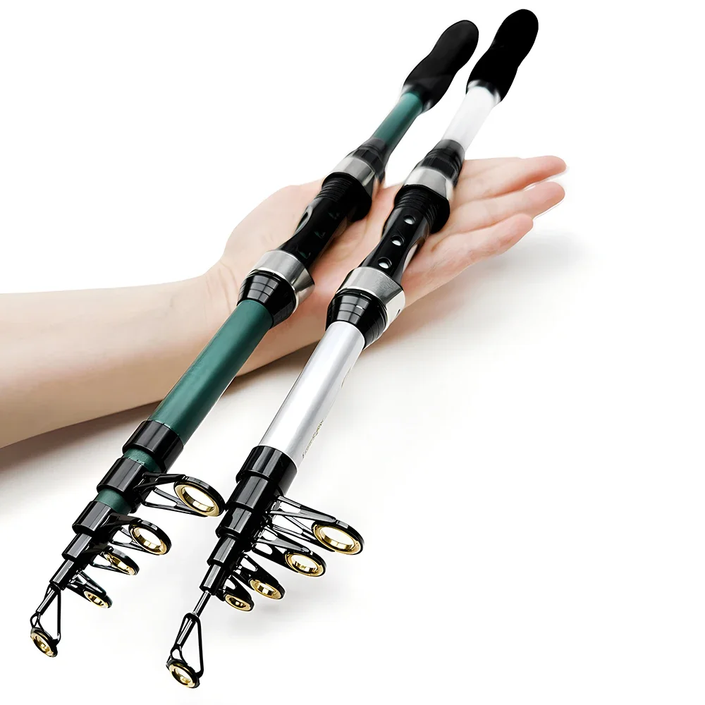 Carrete de caña de pescar de mar Combo1.8m caña telescópica 2000 carrete giratorio 5,2: 1 relación de engranaje con línea espacio frijol flotador Pesca Combo Pesca - imagen 3