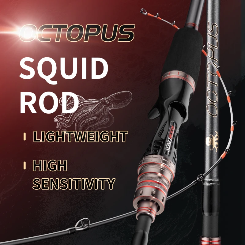 Caña de pescar Rooblinos OCTOPUS calamar, fibra de carbono T 33, punta de caña de aleación de titanio de 1,65 M, caña de fundición giratoria - imagen 2