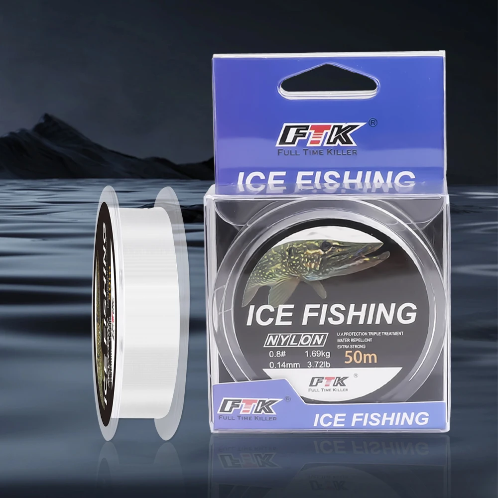 FTK Winter Fishing Line Super Strong Nylon Line 50m 3.72LB-21.34LB Low Temperature Resistance Transparent Japan Ice Fishing Line - imagen 5