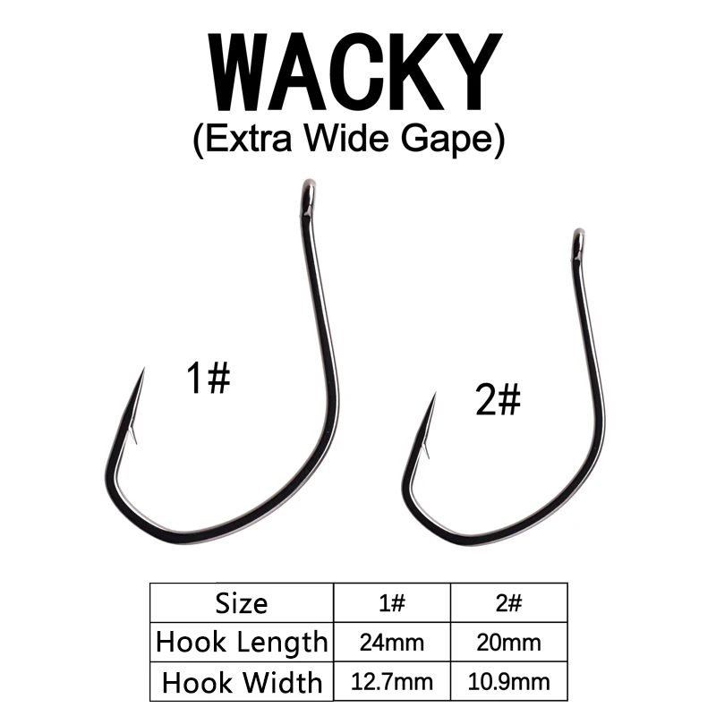 Cast & Catch-anzuelos de pesca de una sola púa, anzuelos Wacky Wide Gape Finesse Off Set, gancho de tiro de gota para cebos de plástico suave, señuelo de lubina, 10 piezas - imagen 4