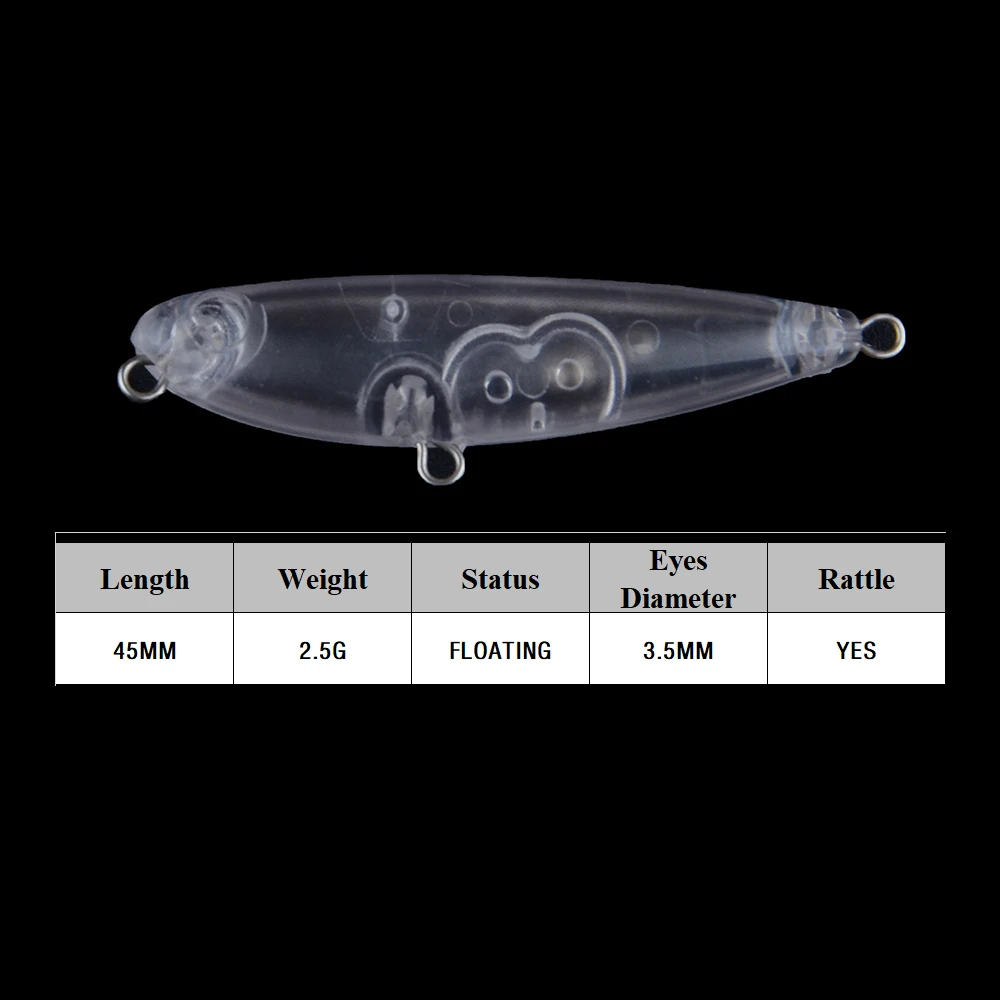 Chan'sHuang 30 Uds cebo en blanco sin pintar 4,5 cm 2,7g Mini sonajero de lápiz flotante caminando el perro DIY Señuelos de pesca artificiales - imagen 2