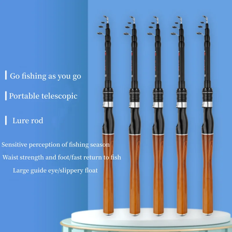 Caña de pescar telescópica con mango de corcho, caña de pescar portátil de fibra de carbono, accesorios de herramientas, caña de pescar para lanzar al aire libre - imagen 5