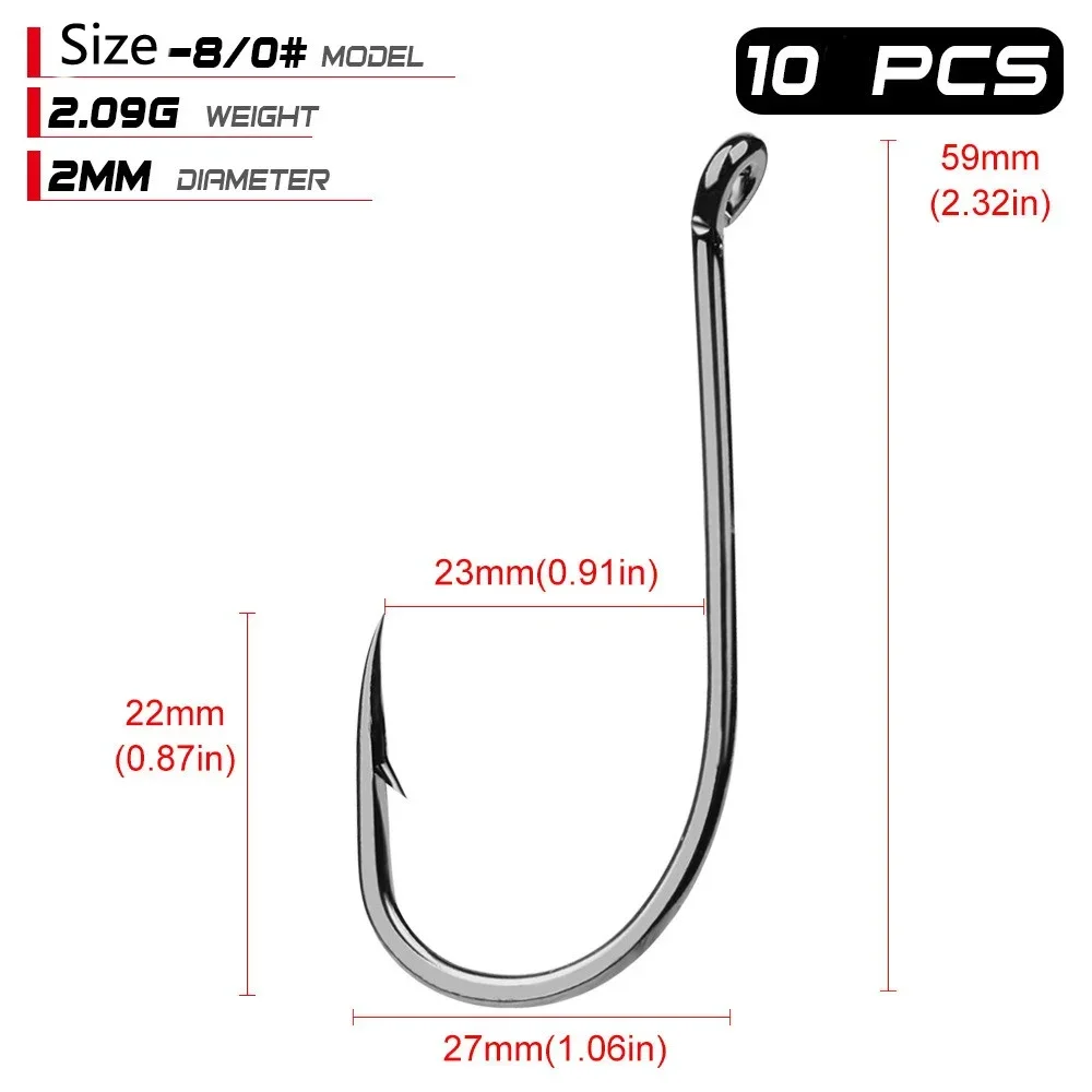 Anzuelos de Pesca de pulpo, conjunto de anzuelos de Pesca de carpa, con púas grandes, 10 piezas - imagen 4