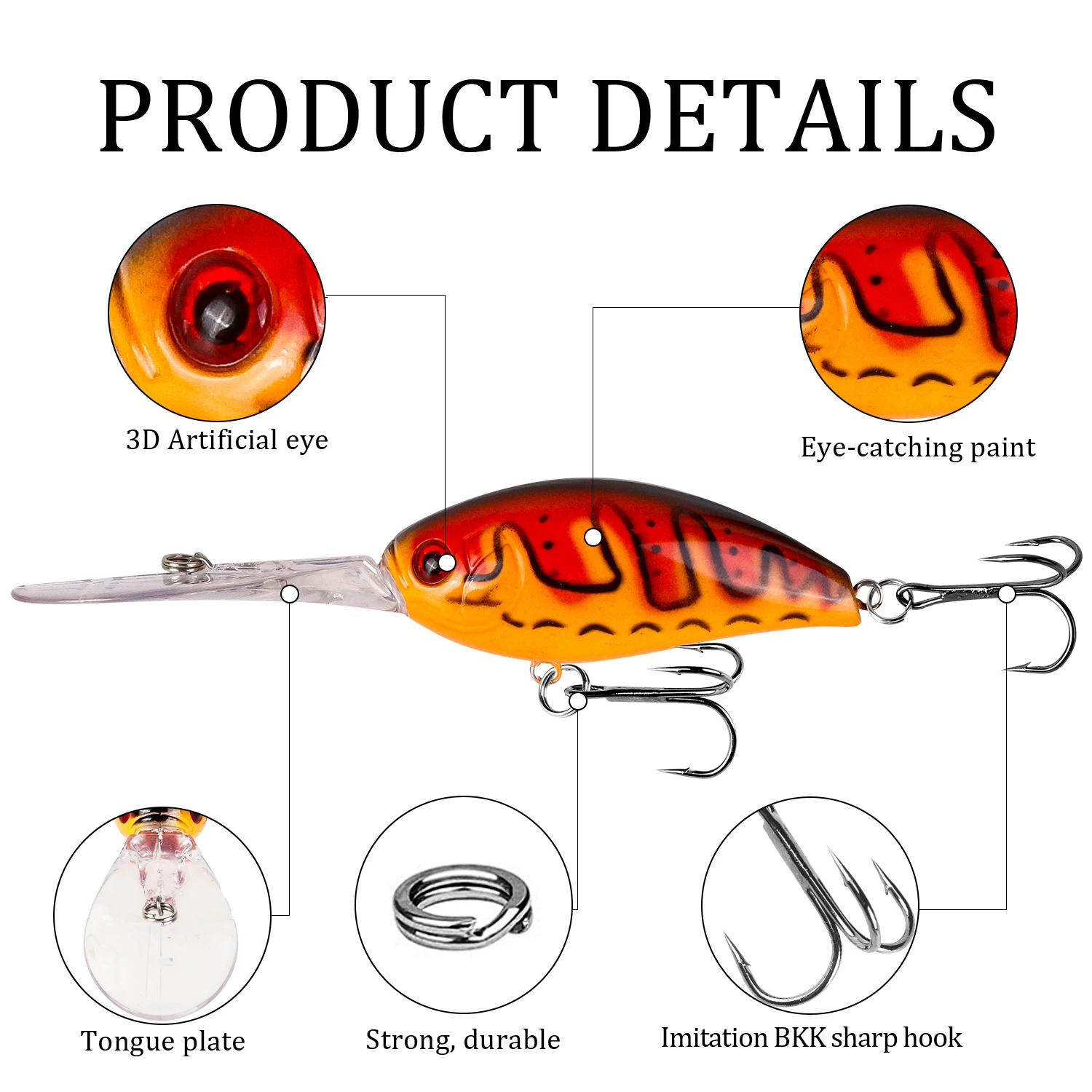 Señuelo de Pesca con manivela flotante, 11,5 cm, 17,5g, cebo duro de plástico Artificial, Wobblers de buceo profundo, aparejos de Pesca japoneses, 1 ud. - imagen 5