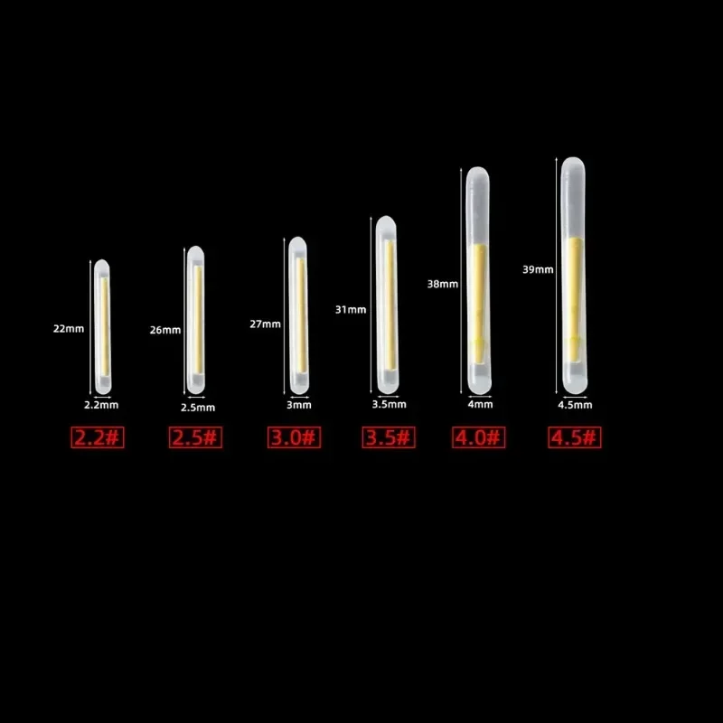 50 Uds flotador de pesca luminoso 2,2mm 2,5mm 3mm 3,5mm 4mm 4,5mm barra de luz fluorescente flotador nocturno luces de varilla barra que brilla en la oscuridad - imagen 2