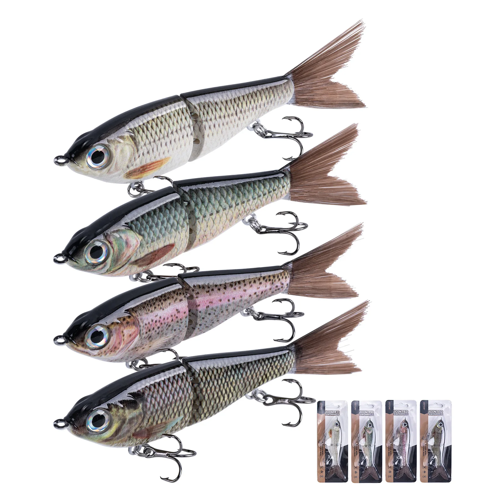 Goture-señuelo de pesca multisección, caja de 1/3/4 Uds., cebo duro Artificial, anzuelo biónico de hundimiento lento, aparejos de pesca de carpa - imagen 4