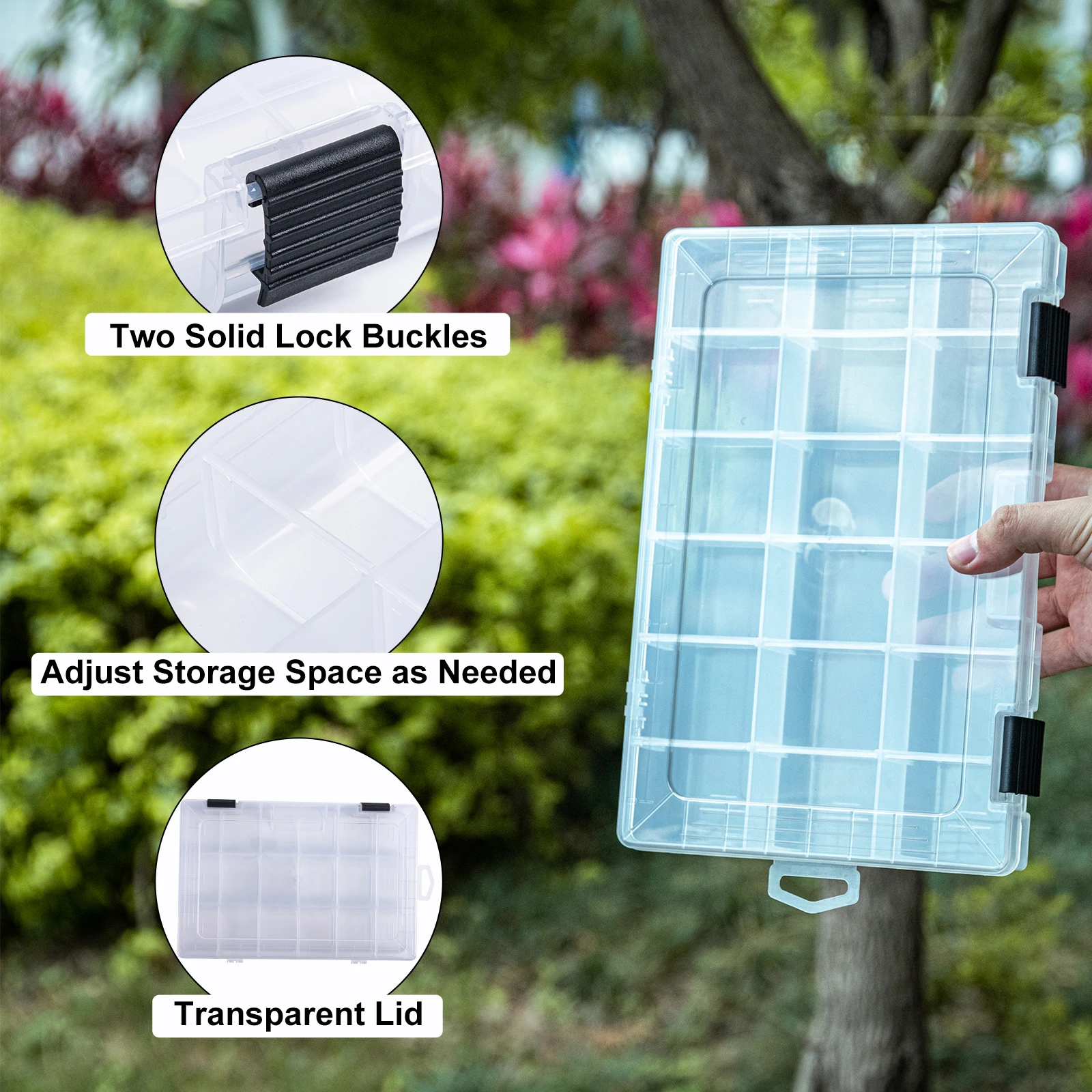 Goture, nuevo anzuelo de pesca, caja de almacenamiento de cebo, caja de accesorios de plástico, caja cuadrada para anzuelos, caja para aparejos de pesca al aire libre - imagen 5