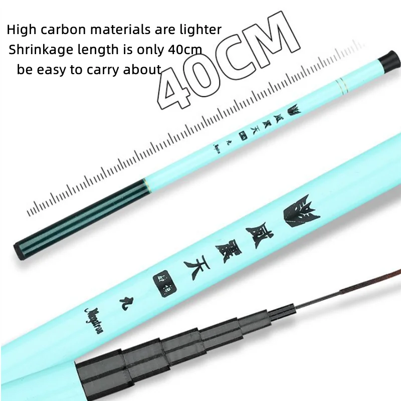 Caña de pescar telescópica ultraligera, fibra de carbono súper dura, portátil para corriente de carpa de agua dulce, 1,8 m/2,1 m/2,4 m/2,7 m/3,0 m/3,6 - imagen 5