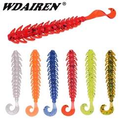 10 Uds larva gusano señuelo suave pesca Jigging Wobblers 65mm/50mm olor a pescado cebo de silicona Artificial Lucio Minnow Swimbait