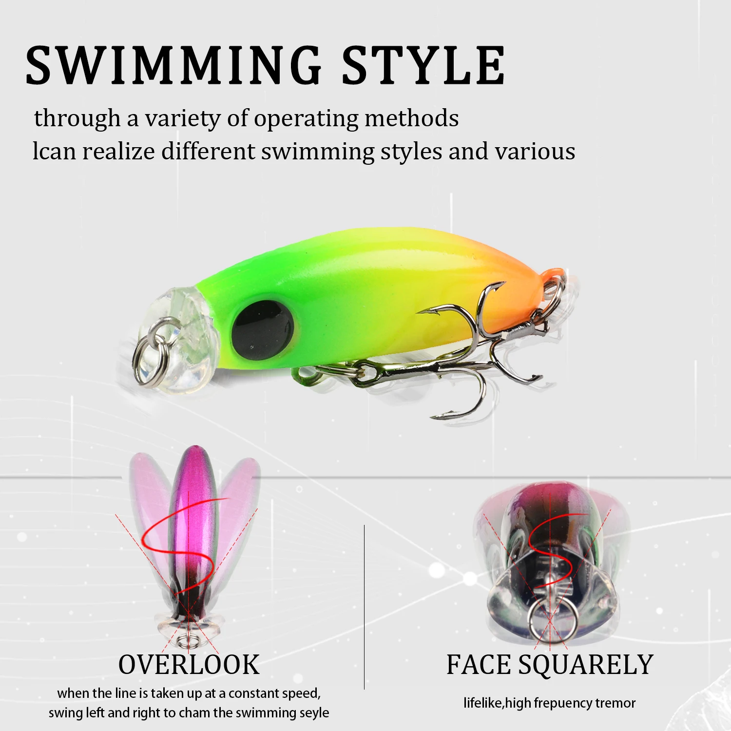 Señuelo de pesca de pececillo de hundimiento lento, Wobblers de 43mm y 2,7g Isca, cebo duro de plástico Artificial, Mini Crankbait, trucha, aparejos de Lucio, 1 unidad - imagen 5