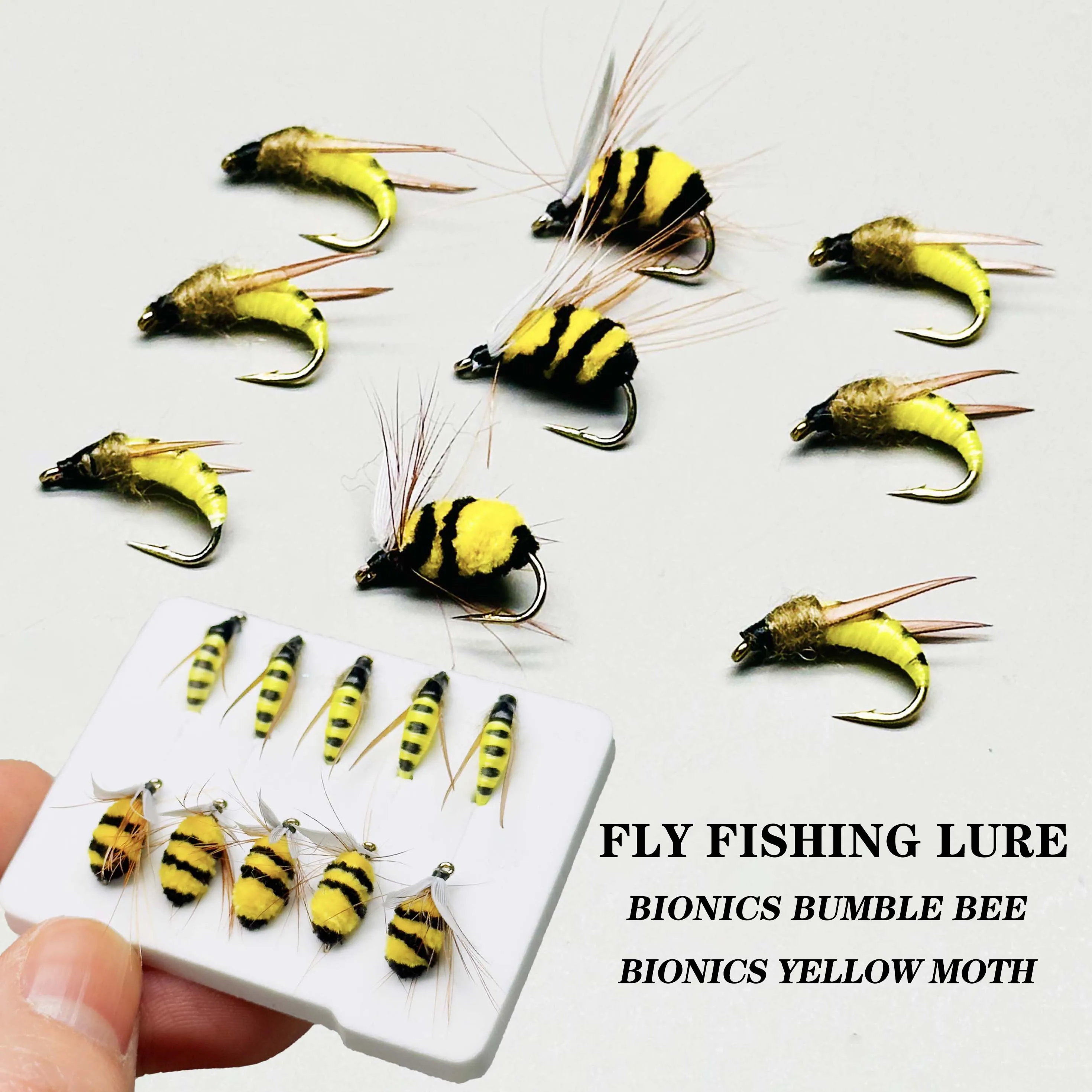 Moscas Bumble Bee biónicas color amarillo para pesca de trucha y carpa
