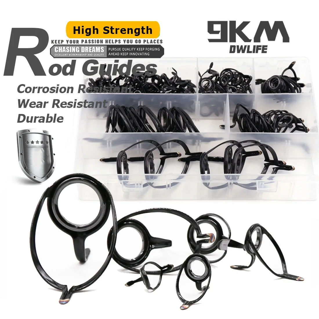 9KM Kit anillas de pesca doble puente – acero inoxidable y cerámica