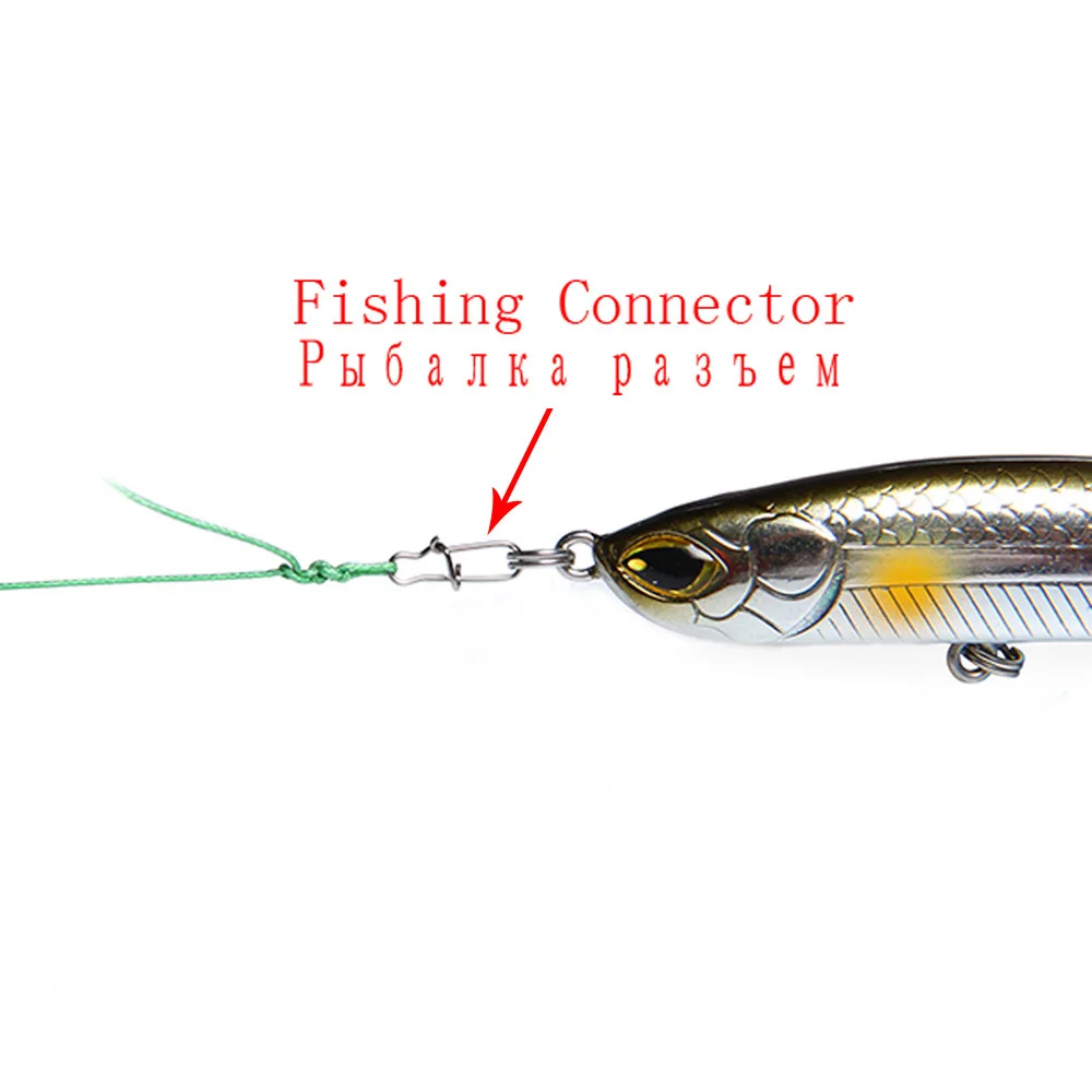 50 Uds conector de pesca de acero inoxidable Clip rápido bloqueo Snap giratorio anillos sólidos broches de seguridad herramienta de gancho de pesca Snap - imagen 3