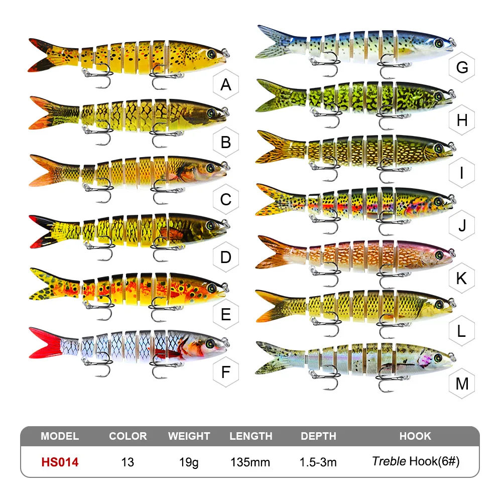 Señuelo de pesca de 8 segmentos: cebo de pesca biónico multiarticulado, Wobblers de hundimiento para hundimiento lento y equipo de pesca en hielo, 1 Uds. - imagen 2