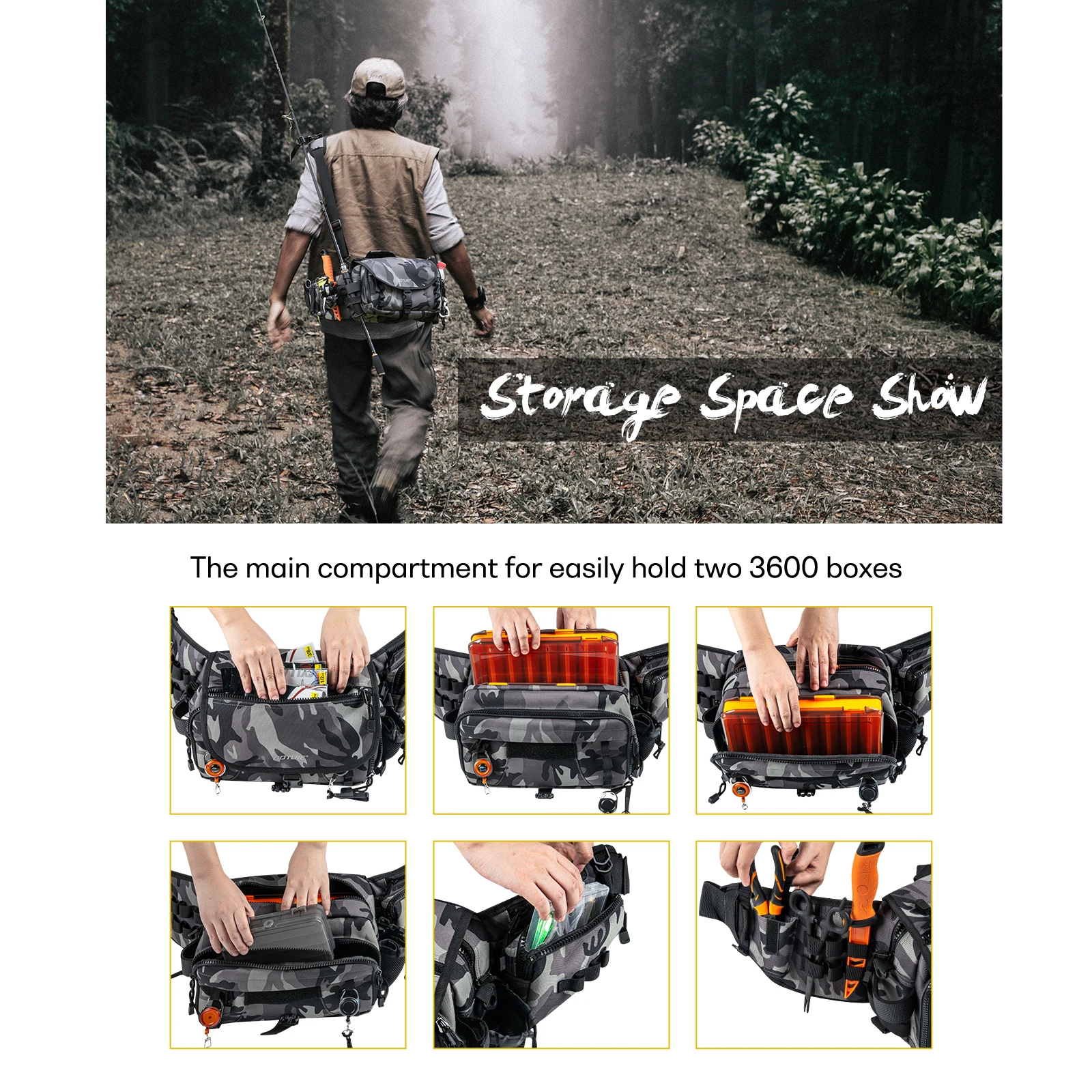 Goture-Bolsa de pesca multifunción, resistente al desgaste, resistente a los arañazos, de tela Oxford, para pesca, senderismo y ciclismo - imagen 2