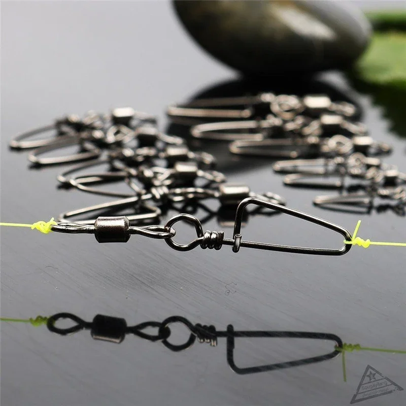 10/20 piezas rodamiento de bolas de acero inoxidable giratorios de pesca Snap Rolling pesca de mar giratorios broches conector accesorios de pesca - imagen 3