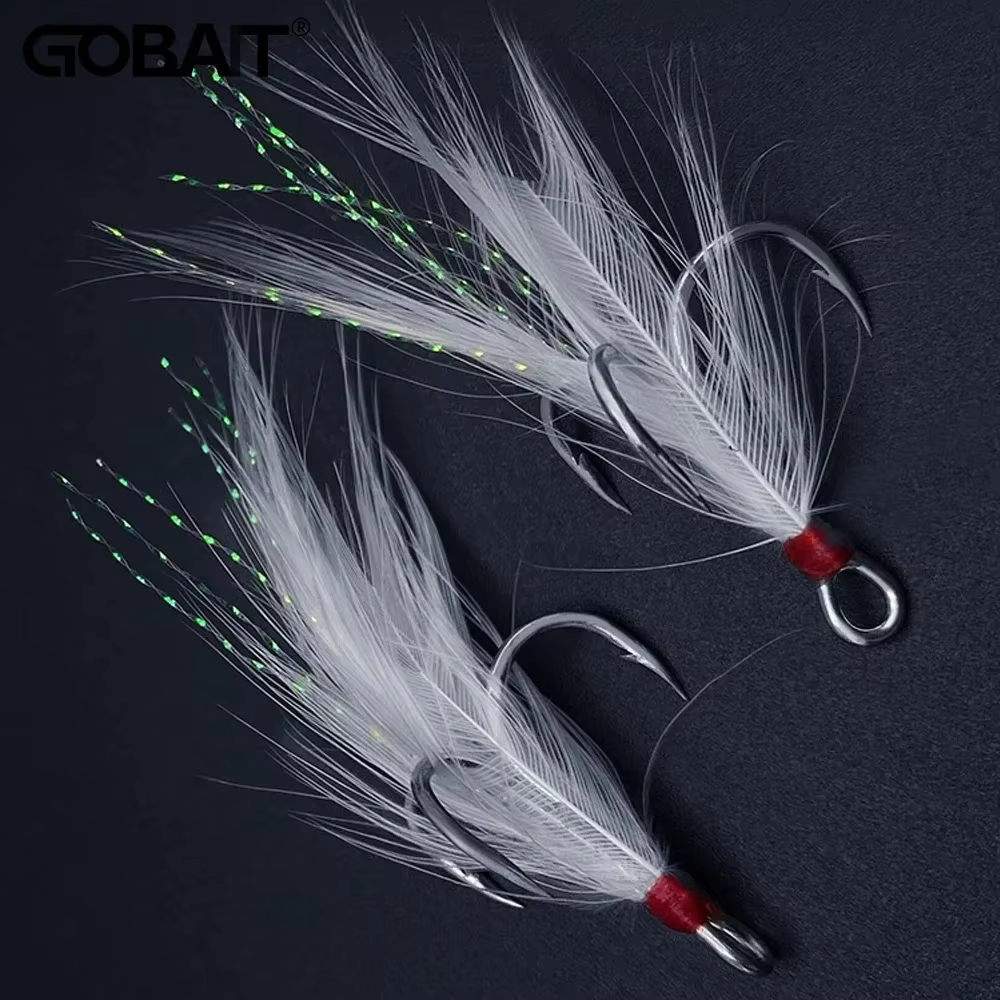 Anzuelos triples de plumas – Acero al carbono con púas para pesca - imagen 3