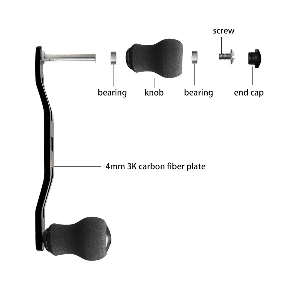 Mango de carrete de pesca de fibra de carbono de 110mm/120mm con perillas de EVA, mango de repuesto de carrete de fundición, pieza de repuesto de carrete de fundición de cebo - imagen 3