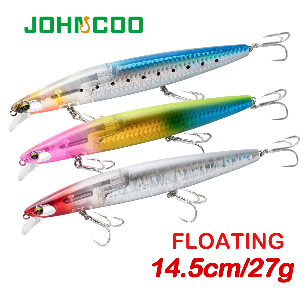 Señuelo flotante de agua de mar y agua dulce, 14,5 cm, 27g, Wobbler de pesca, hoja Flash, pececillo