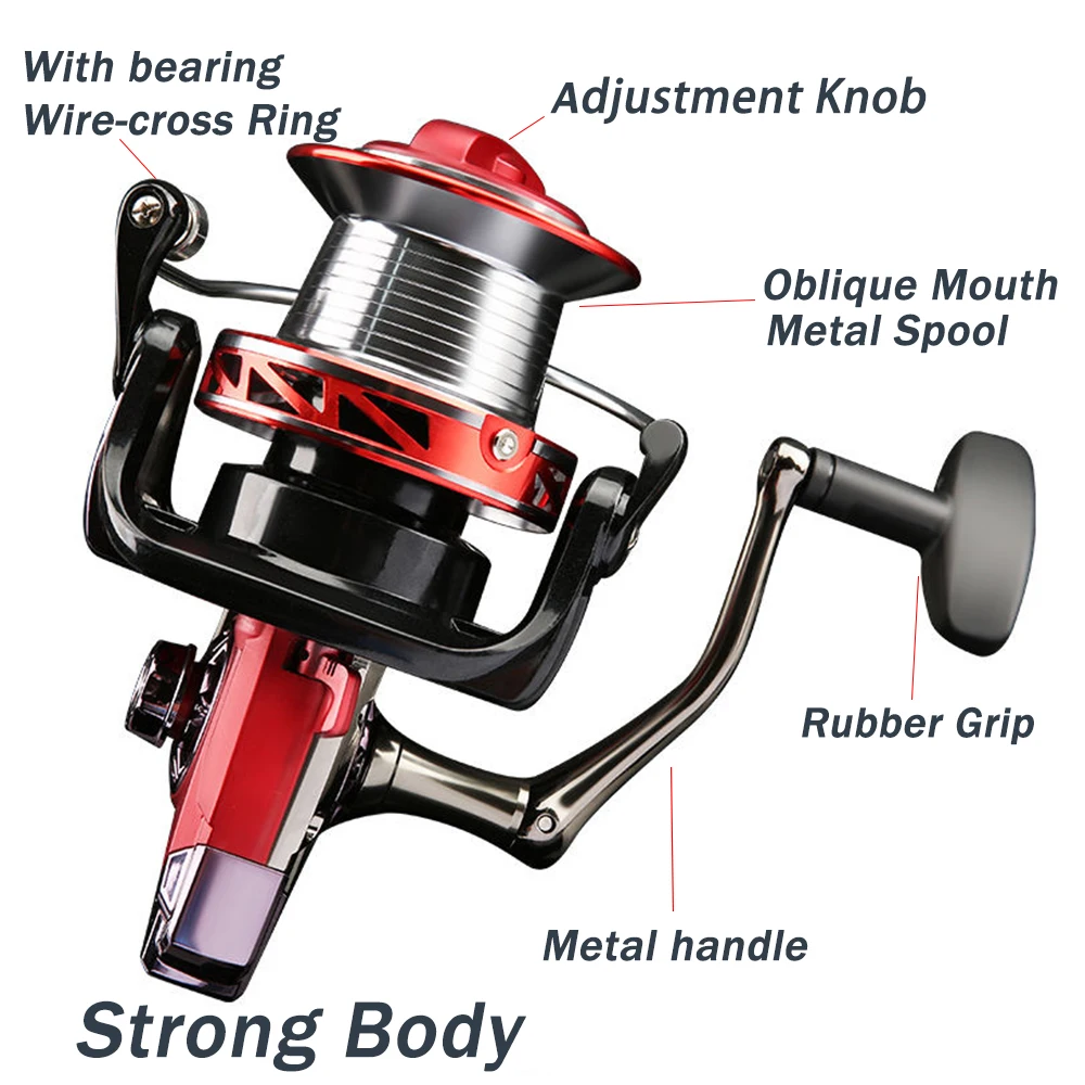 Carretes de pesca giratorios, carrete de pesca de mar fundido, modelo 9000 10000 120000, relación de engranaje 4,0: 1 para todas las aguas, arrastre máximo 25kg - imagen 5