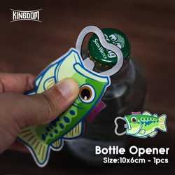 Abridor de botellas magnético Kingdom, abridor de botellas de acero para cerveza y vino con patrón de peces, herramientas de cocina, pegatinas magnéticas para nevera