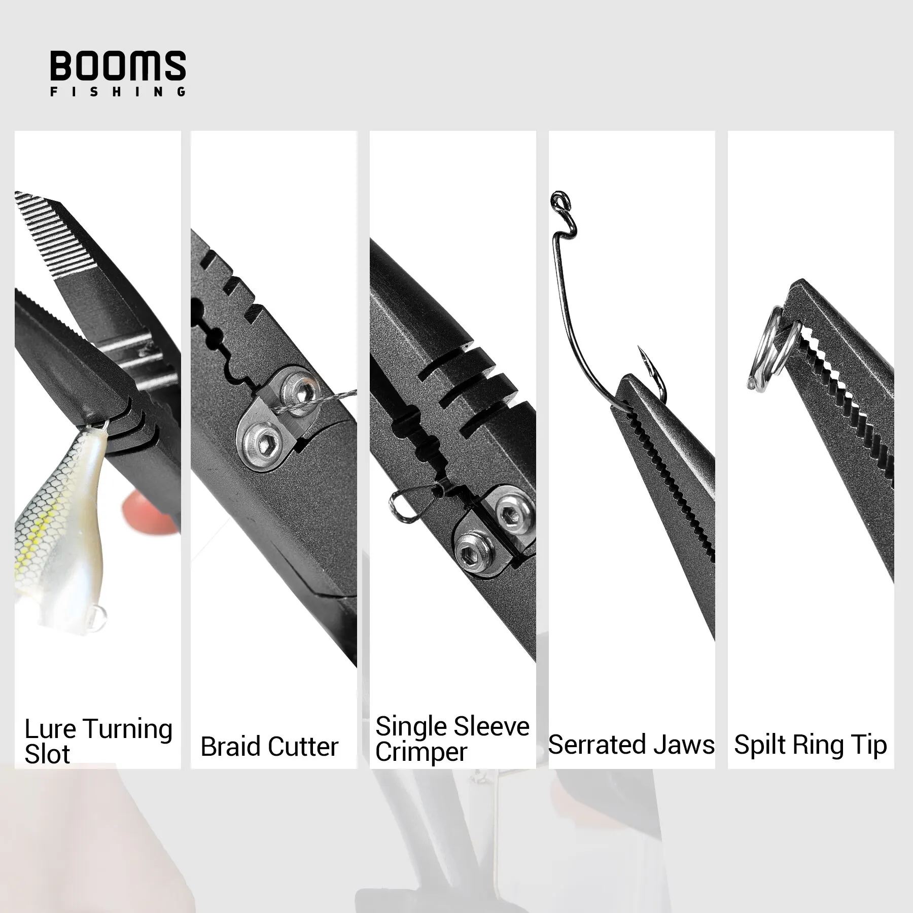Booms Fishing-Alicates de pesca F03, juego de pinzas de pescado, removedor de anzuelos de Punta larga, cortador de línea de alto carbono, tijeras con cordón, herramienta de pesca - imagen 4