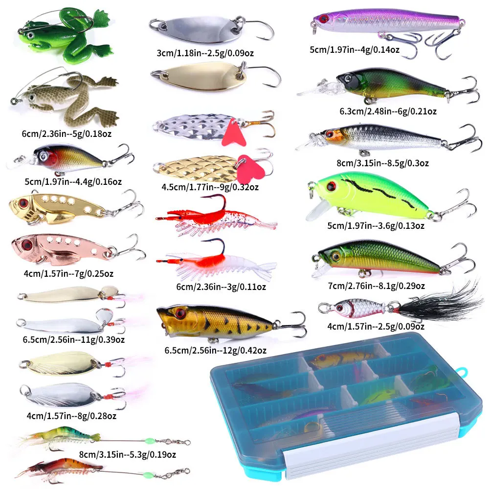 Kit de Señuelos de Pesca con larva de gusano, 24 Uds., Crankbait articulado, juego de cebo suave y duro con giratorios de pesca, anzuelos, caja de pesca - imagen 2