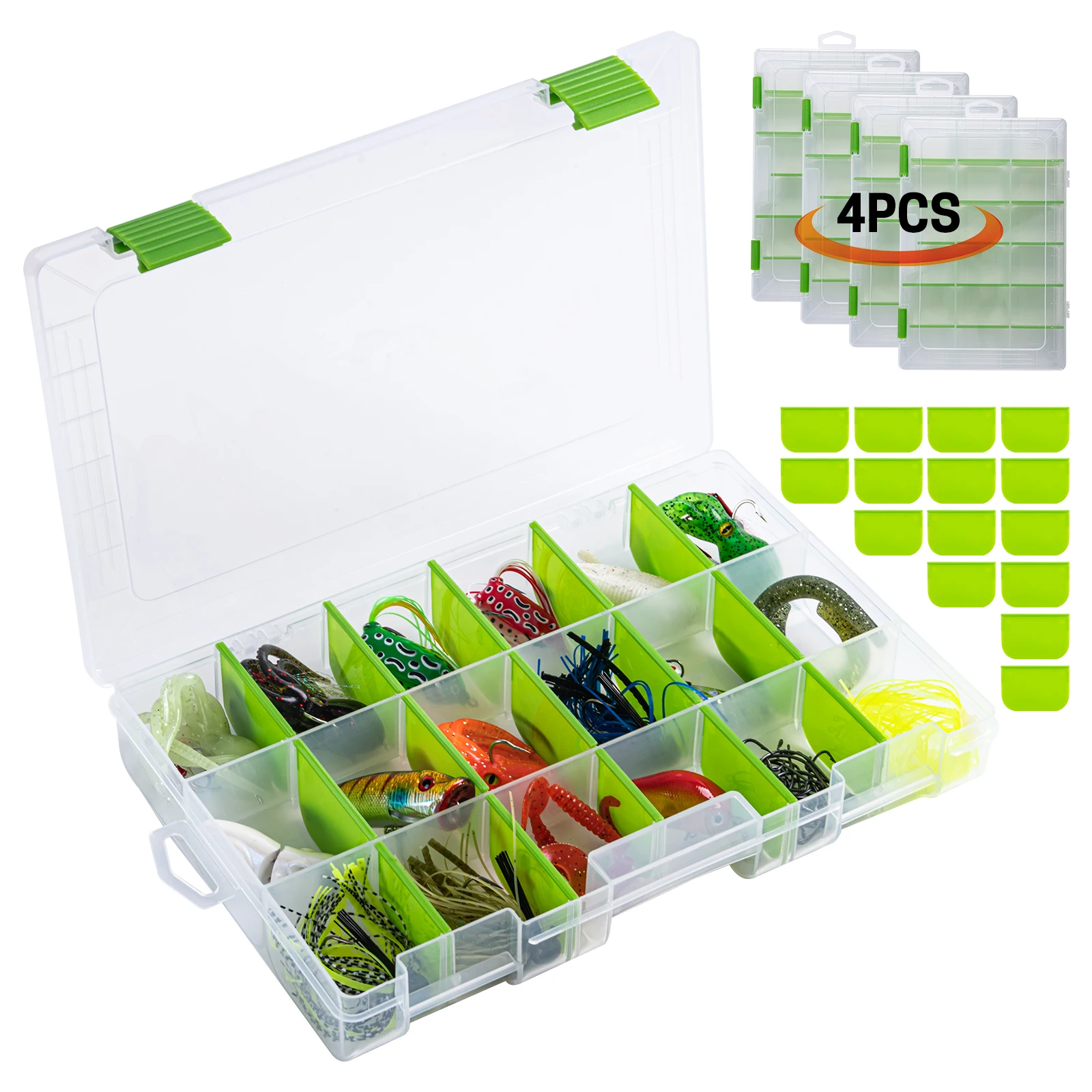 Goture-caja de aparejos portátil duradera, caja de cebo de pescador de plástico, compartimentos, organizador de anzuelos, estuche de almacenamiento, accesorios de pesca - imagen 4