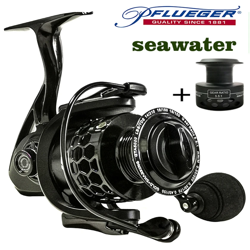 Pflueger-carrete de pesca de agua salada con arrastre máximo de 23KG, carrete grande resistente, engranaje de Metal, rodamiento de alta velocidad