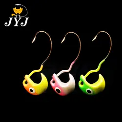 JYJ Anzuelos Jig Head redondos invertidos para vinilo con ojos
