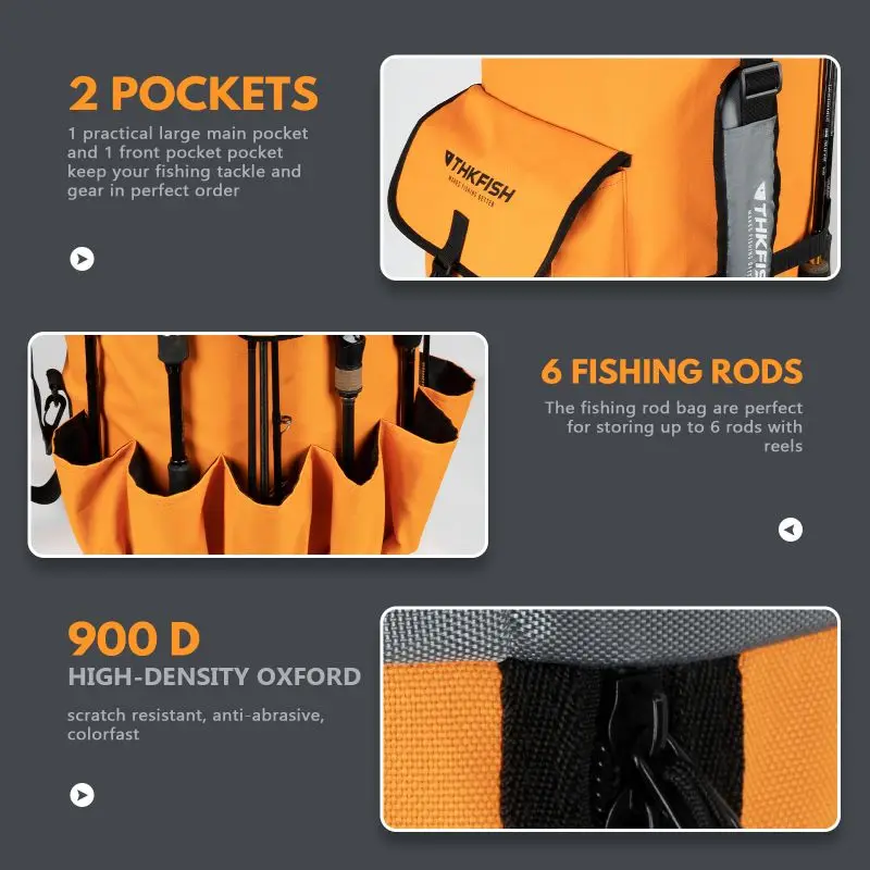 Bolsa de cañas de pescar THKFISH, bolsa de carrete de caña de pescar plegable portátil, equipo de caña de pescar, estuche de transporte, bolsa de almacenamiento de viaje - imagen 4
