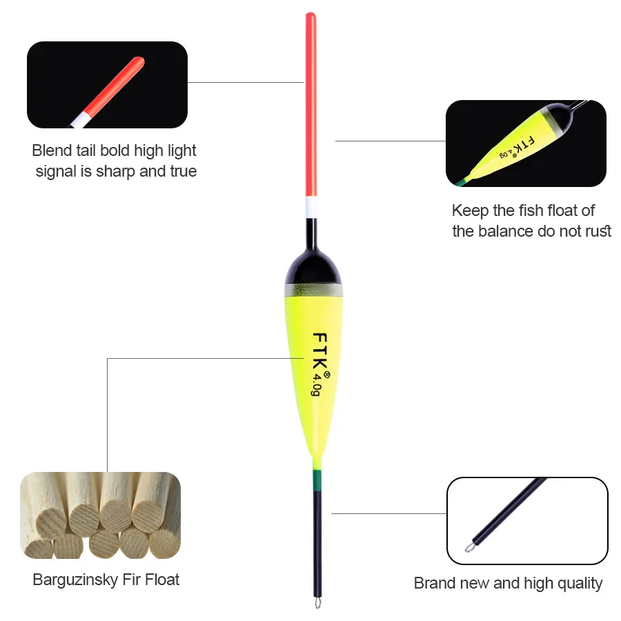 Flotador de pesca de madera de Balcedar, sedal de pesca de carpa, flotador Vertical de cola larga, accesorios de equipo de pesca a la deriva, 5 uds. - imagen 5