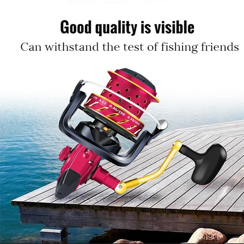 Rueda de pesca lejana, carrete giratorio Jigging, arrastre máximo de 15KG, serie 8000-12000., carretes de fundición de pesca de Surf, carrete de arrastre de agua salada - imagen 4