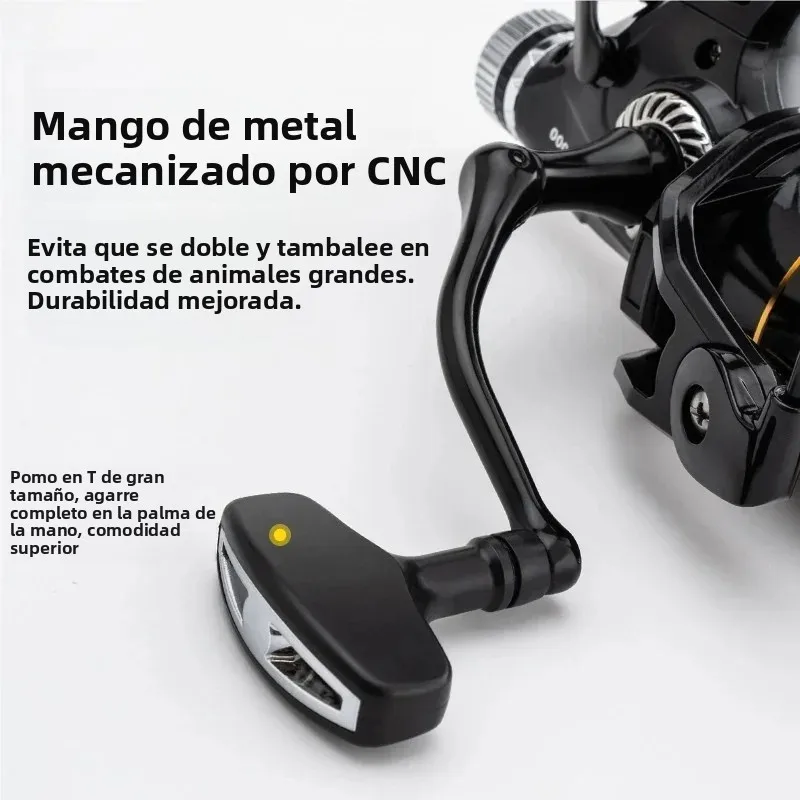 Carrete giratorio Huidiao Bite Runner 3000-7000 4 + 1BB Zero Play 4,7:1/5,2:1 relación de engranaje carrete de pesca de arrastre delantero y trasero para pesca de carpa - imagen 5