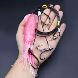 ZYZ-aparejos de cebo vivo para pesca en aguas profundas, 1 unidad, con anzuelos dobles de alta resistencia y anzuelos triples Bkk, anzuelos de cuerda para pesca en agua salada