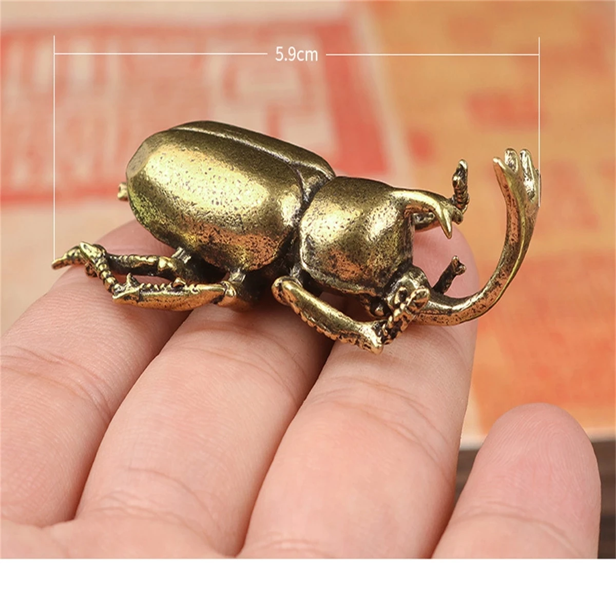 Figurita en miniatura de escarabajos de bronce antiguo, decoraciones de escritorio pequeñas, adorno de té de insectos de cobre Vintage para mascotas, accesorios de decoración del hogar - imagen 5