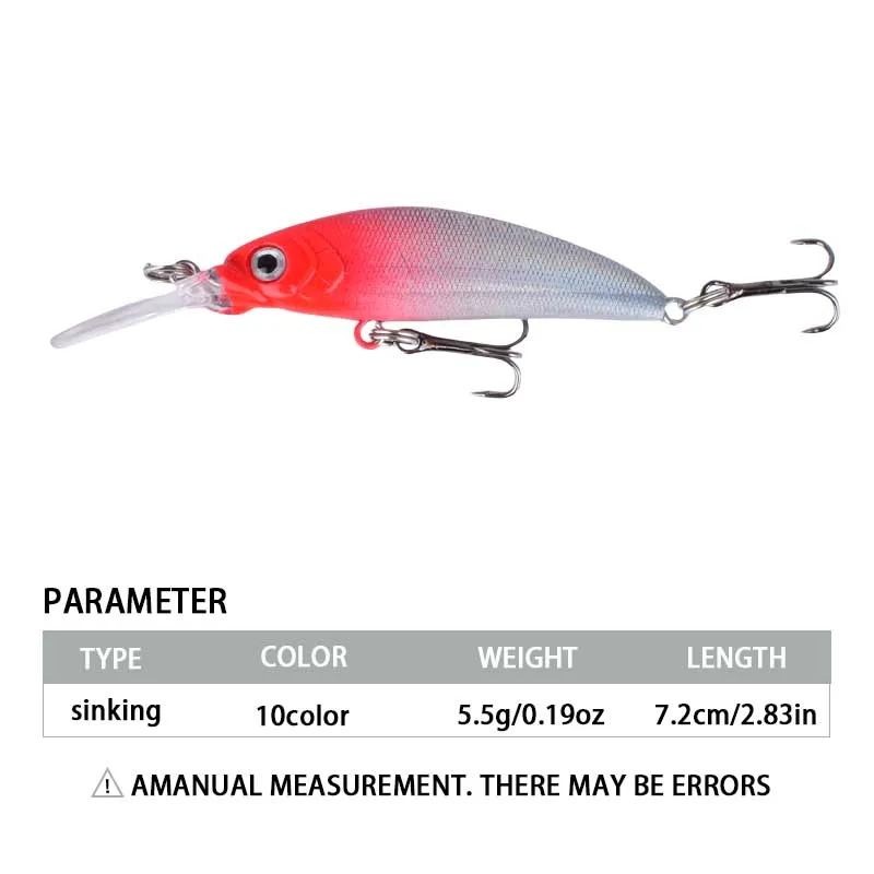10 Uds señuelo de pesca Minnow manivela cebo tres ganchos Artificial Wobbler Jig Swimbait ojos 3D para señuelo aparejos de pesca - imagen 3