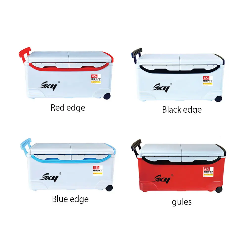 ZYZ caja de aparejos de pesca de gran capacidad, diseño de barra de tracción telescópica con rueda, mantiene la temperatura, estuche de almacenamiento de accesorios de pesca, 45L - imagen 3